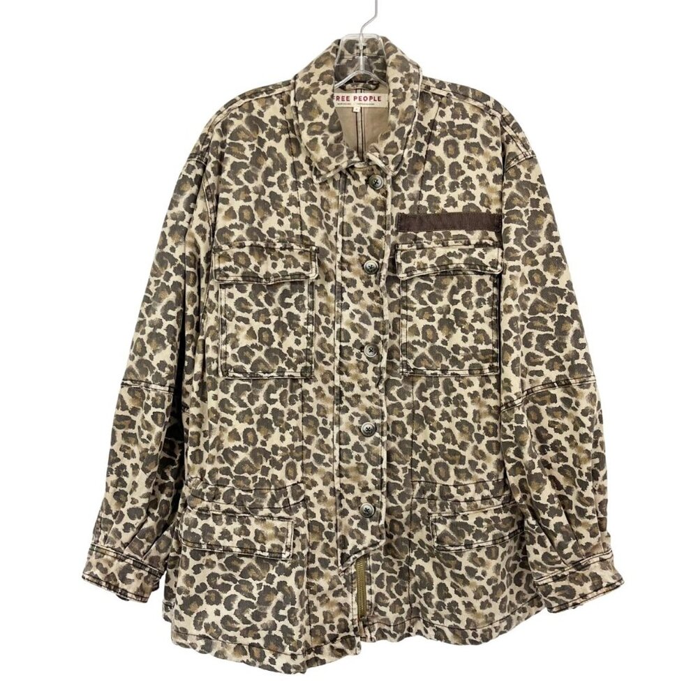 Free People Leopard Print Utility Jacket